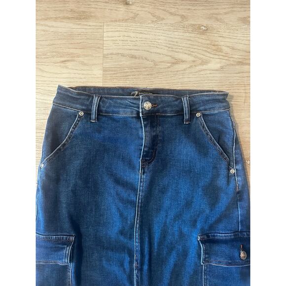 Denim Cargo Skirt midi length front slit size Small - Picture 3 of 5